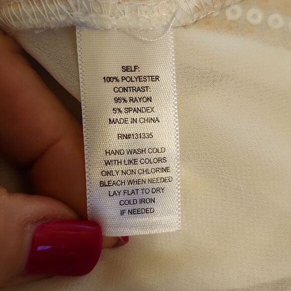 Socialite sheer cream tank top with sequin chevron detail, size M - Picture 6 of 7